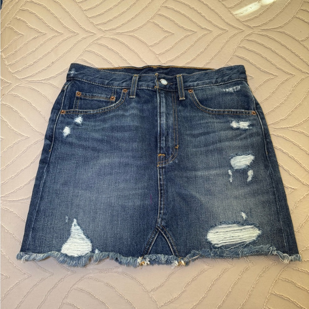 FRYE Distressed Denim Skirt